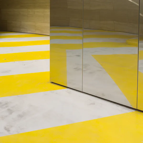 Yellow stripes on the floor
