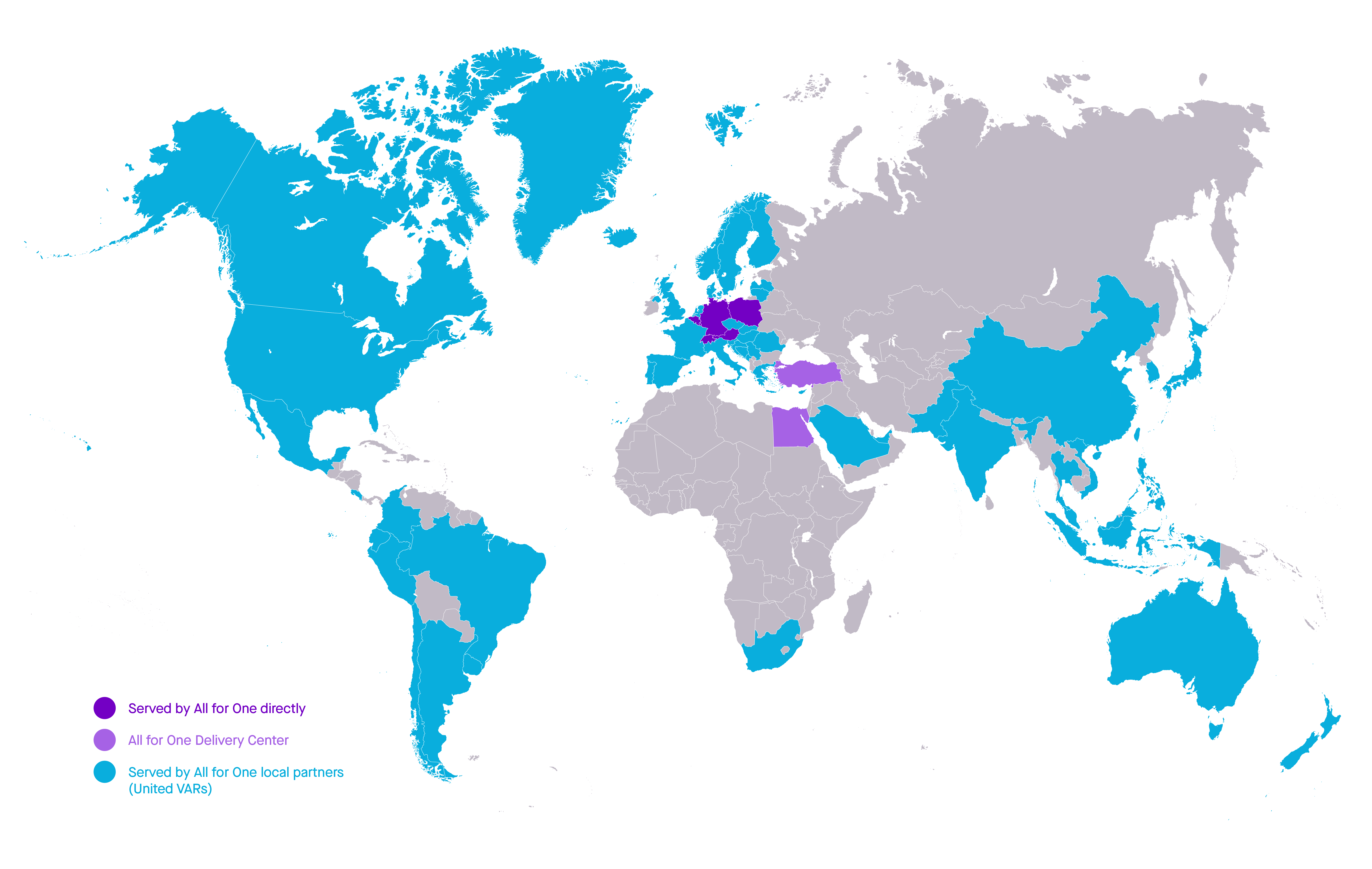 weltkarte global reach all for one