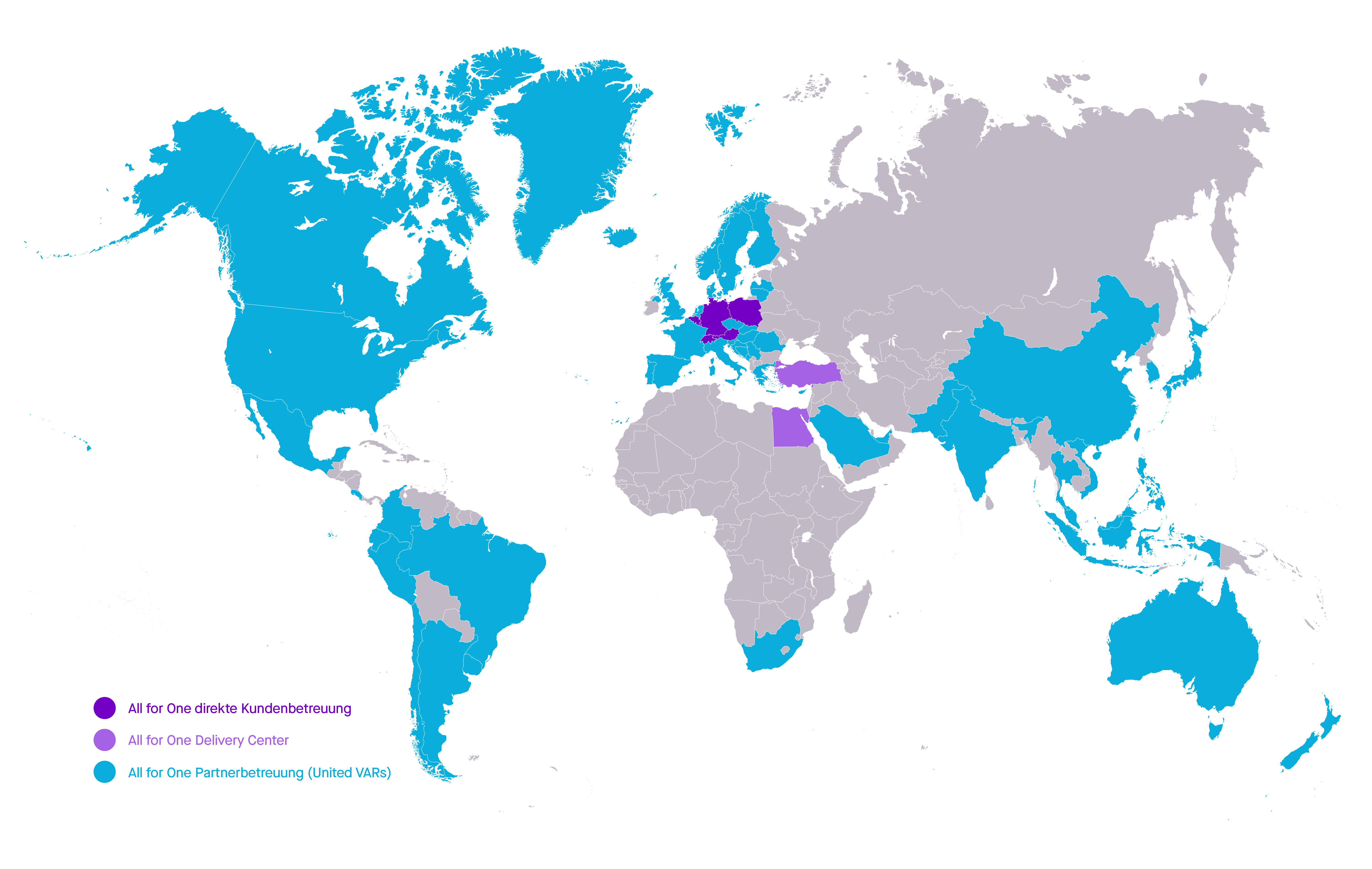 weltkarte global reach all for one
