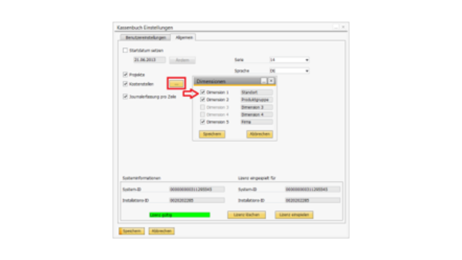 Dimensionen OSC Kassenbuch