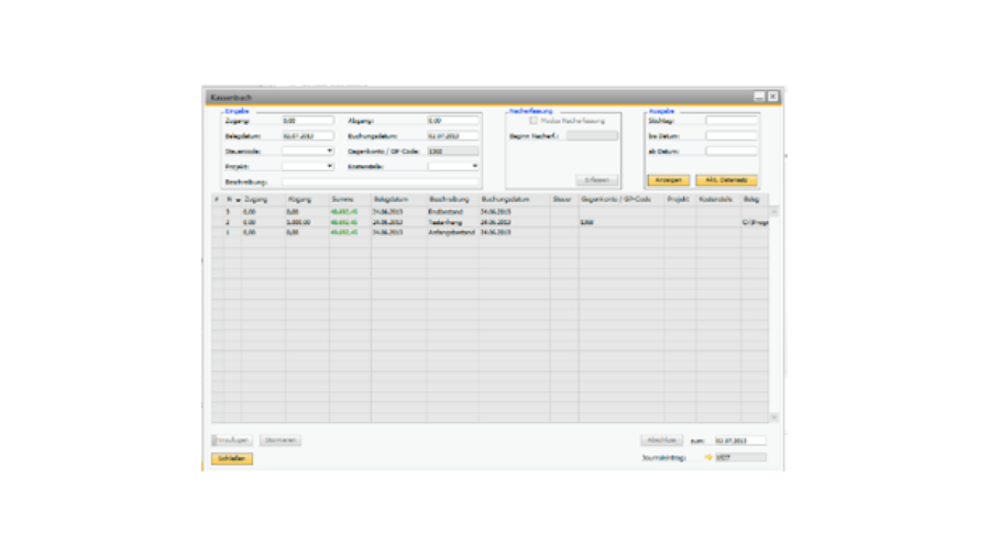 Übersicht OSC Kassenbuch