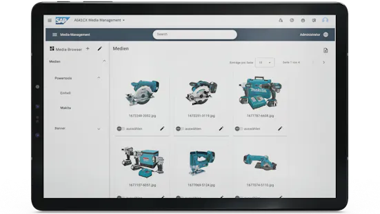 Webshop-Administratoren erhalten eine schnelle Übersicht über alle abgelegten Medien.