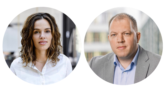 Links ist ein Portraitfoto von Anja Failer zu sehen und rechts eins von Jens Grösch. Beide sind Speaker des Sustainability Days 2025.