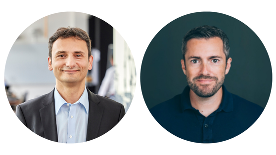 Links ist ein Portraitbild von Marcus Baur zu sehen und rechts eins von Daniel Rettig. Beide sind Moderatoren auf dem Sustainability Day.