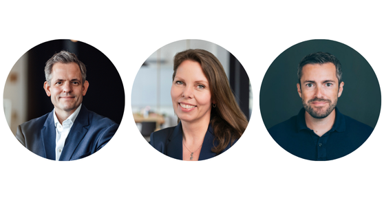 Links ist ein Portraitfoto von Dr. Thomas Fischer zu sehen, in der Mitte von Britta Seidl-Bowe und rechts eins von Daniel Rettig. Britta und Dr. Thomas Fischer sind Speaker des Sustainability Days 2025 und Daniel Rettig ist der Moderator.